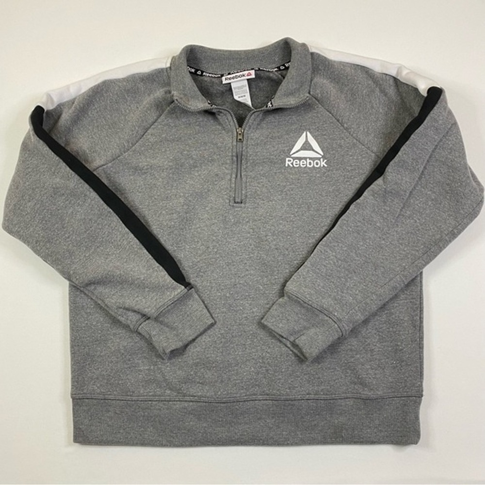 Reebok Sweatshirt Women's Medium Grey 1/4 Zip‎ Mock Neck Pullover